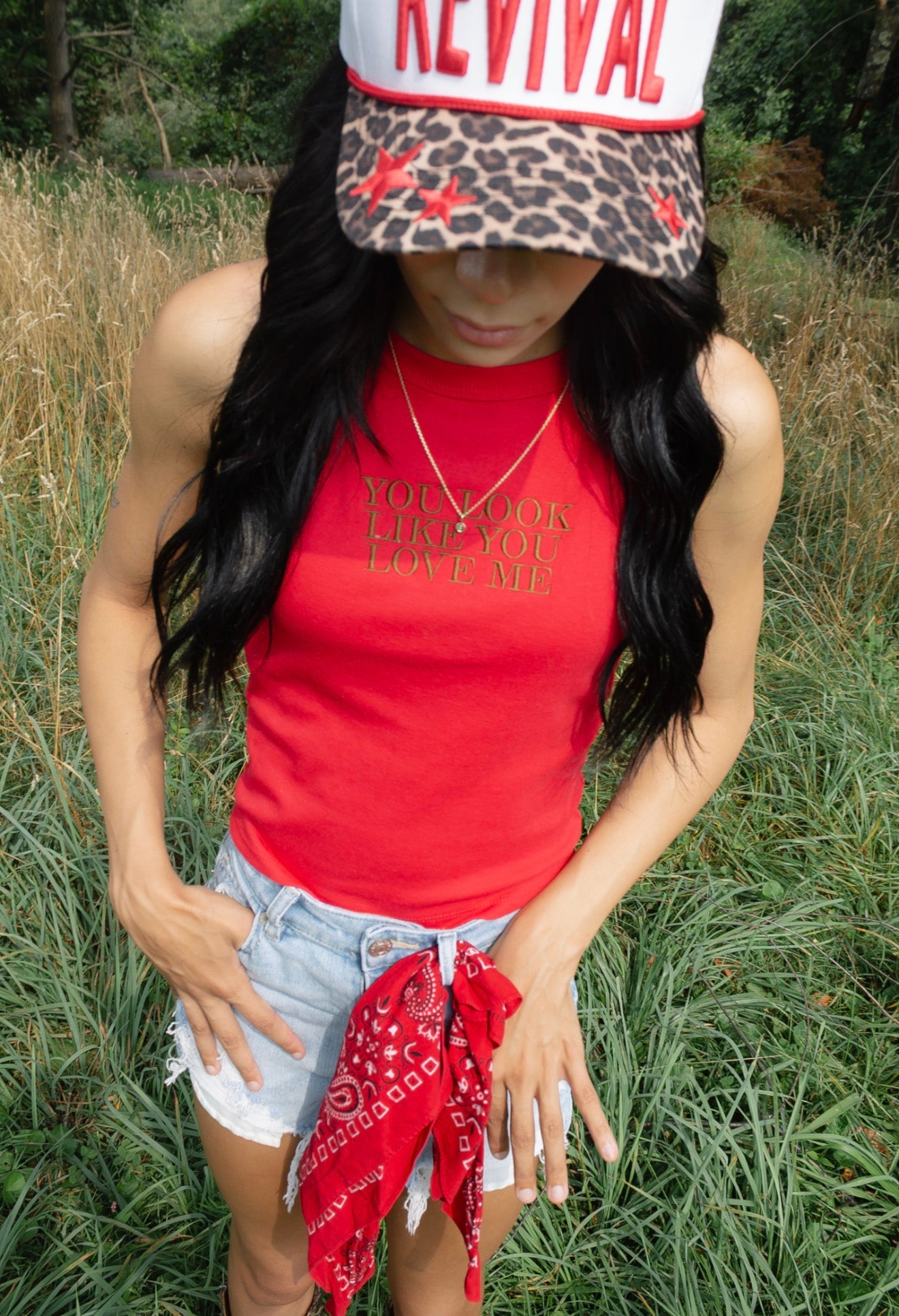 You Look Like You Love Me Ribbed Racerback Tank – Red