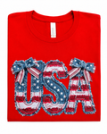 USA Patchwork Bow Tee
